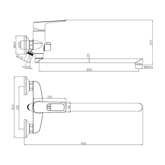 СМЕСИТЕЛЬ ДЛЯ ВАННЫ С ДЛИННЫМ ИЗЛИВОМ OLIVE'S ARTIS 06221AT
