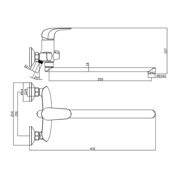 СМЕСИТЕЛЬ ДЛЯ ВАННЫ С ДЛИННЫМ ИЗЛИВОМ OLIVE'S CASTILLA 07221CS