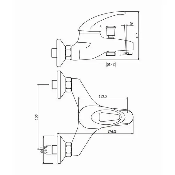 СМЕСИТЕЛЬ ДЛЯ ВАННЫ OLIVE'S LERIDA 08201LR