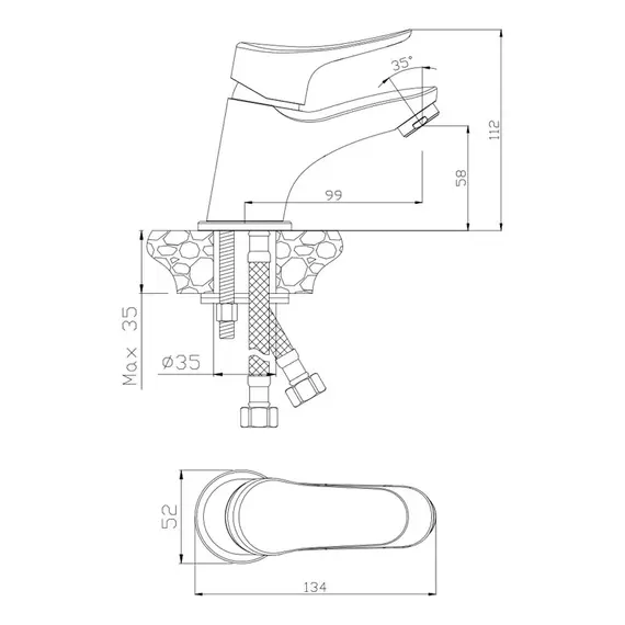 СМЕСИТЕЛЬ ДЛЯ РАКОВИНЫ OLIVE'S ARRIBA 09100AR