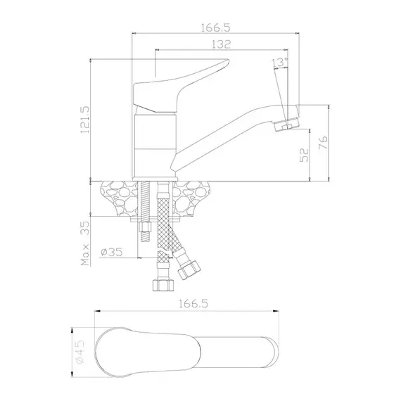 СМЕСИТЕЛЬ ДЛЯ РАКОВИНЫ ПОВОРОТНЫЙ OLIVE'S ARRIBA 09110AR