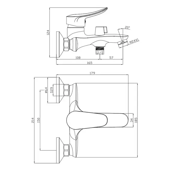 СМЕСИТЕЛЬ ДЛЯ ВАННЫ OLIVE'S ARRIBA 09201AR