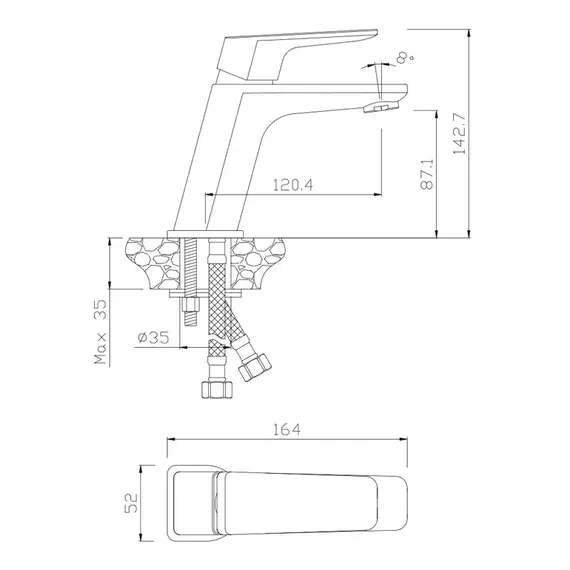 СМЕСИТЕЛЬ ДЛЯ РАКОВИНЫ OLIVE'S ARAGON 10100AN