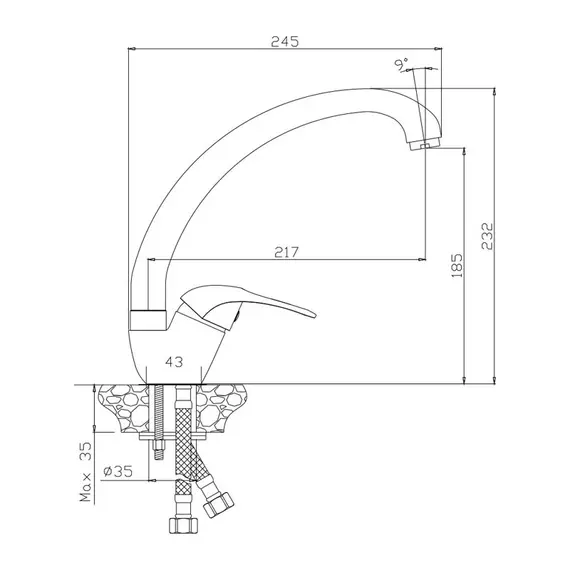 СМЕСИТЕЛЬ ДЛЯ КУХНИ OLIVE'S VEGA 12431VE