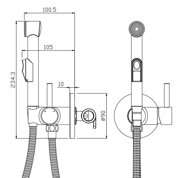 СМЕСИТЕЛЬ ВСТРАИВАЕМЫЙ С ГИГИЕНИЧЕСКИМ ДУШЕМ OLIVE'S BALEAR 13131BL