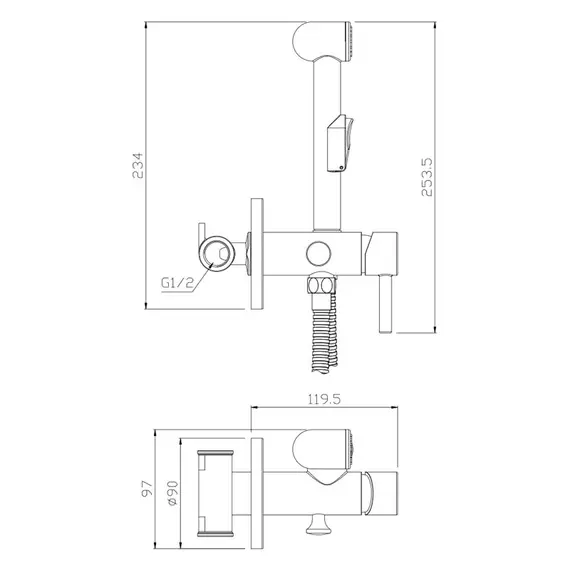СМЕСИТЕЛЬ ВСТРАИВАЕМЫЙ С ГИГИЕНИЧЕСКИМ ДУШЕМ OLIVE'S BALEAR 13141BLB
