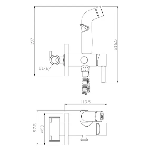 СМЕСИТЕЛЬ ВСТРАИВАЕМЫЙ С ГИГИЕНИЧЕСКИМ ДУШЕМ OLIVE'S BALEAR 13142BL