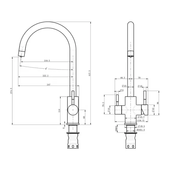 СМЕСИТЕЛЬ ДЛЯ КУХНИ С КАНАЛОМ ДЛЯ ПИТЬЕВОЙ ВОДЫ OLIVE'S BALEAR 13445BL