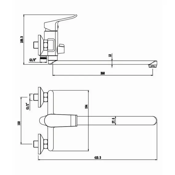СМЕСИТЕЛЬ ДЛЯ ВАННЫ С ДЛИННЫМ ИЗЛИВОМ OLIVE'S PLAZA 16221PL