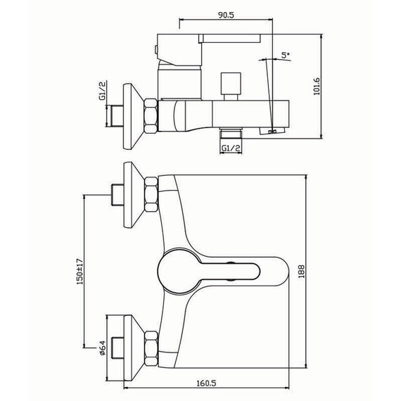 СМЕСИТЕЛЬ ДЛЯ ВАННЫ OLIVE'S TORRES 17201TR