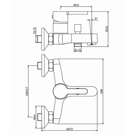 СМЕСИТЕЛЬ ДЛЯ ВАННЫ OLIVE'S TORRES 17201TR