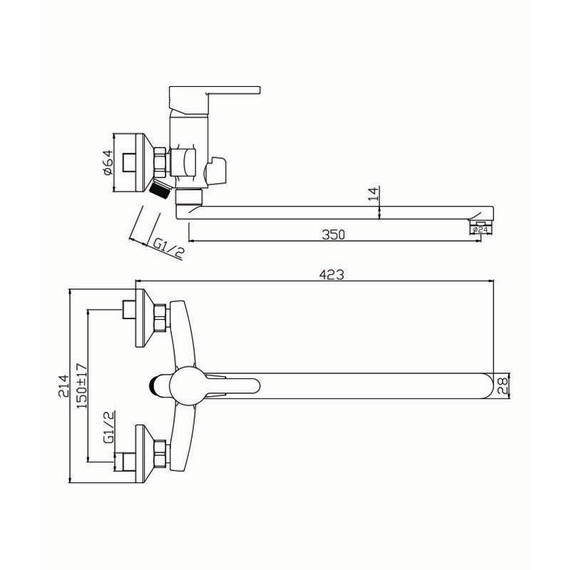 СМЕСИТЕЛЬ ДЛЯ ВАННЫ С ДЛИННЫМ ИЗЛИВОМ OLIVE'S TORRES 17221TR