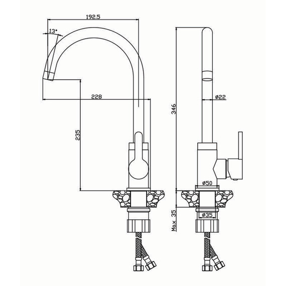 СМЕСИТЕЛЬ ДЛЯ КУХНИ OLIVE'S TORRES 17430TR