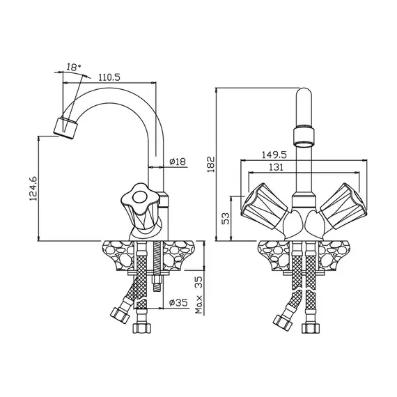 СМЕСИТЕЛЬ ДЛЯ РАКОВИНЫ С ПОВОРОТНЫМ ИЗЛИВОМ OLIVE'S VIGO 21110VG