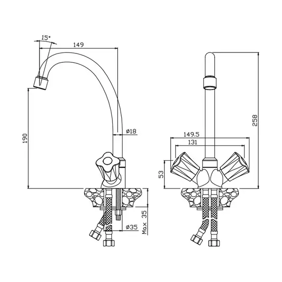 СМЕСИТЕЛЬ ДЛЯ КУХНИ OLIVE'S VIGO 21432VG