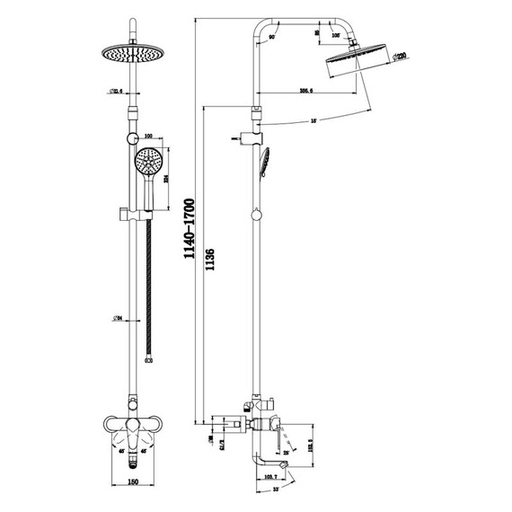 ДУШЕВАЯ СТОЙКА СО СМЕСИТЕЛЕМ ДЛЯ ВАННЫ OLIVE'S BARROS 22511-1BR