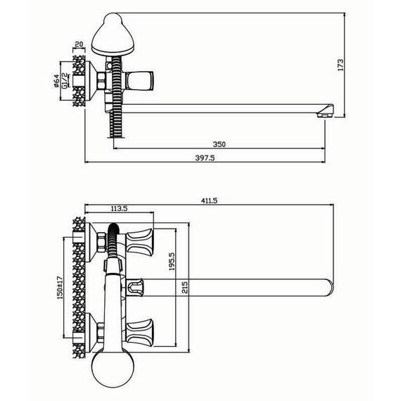 СМЕСИТЕЛЬ ДЛЯ ВАННЫ С ДЛИННЫМ ИЗЛИВОМ OLIVE'S VASCO 27221VS