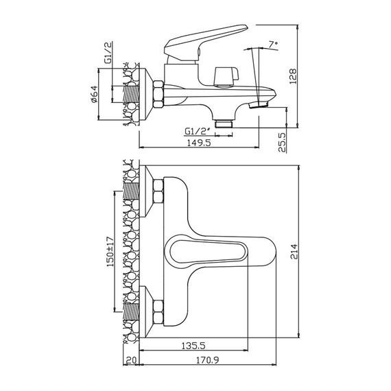 СМЕСИТЕЛЬ ДЛЯ ВАННЫ OLIVE'S VITORIA 31201VT