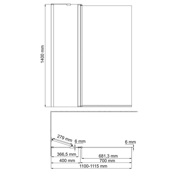 СТЕКЛЯННАЯ ШТОРКА НА ВАННУ WASSERKRAFT BERKEL 48P02-110 FIXED