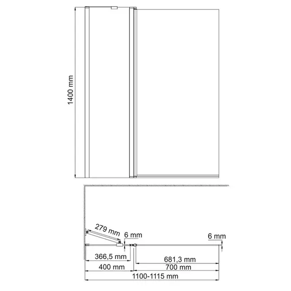 СТЕКЛЯННАЯ ШТОРКА НА ВАННУ WASSERKRAFT BERKEL 48P02-110L MATT GLASS FIXED