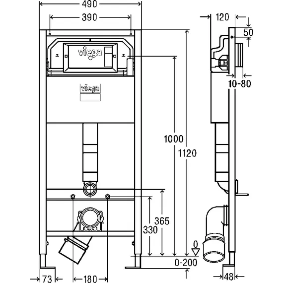 ИНСТАЛЛЯЦИЯ VIEGA PREVISTA DRY 8524 ДЛЯ ПОДВЕСНОГО УНИТАЗА, КЛАВИША НА ВЫБОР, 771973