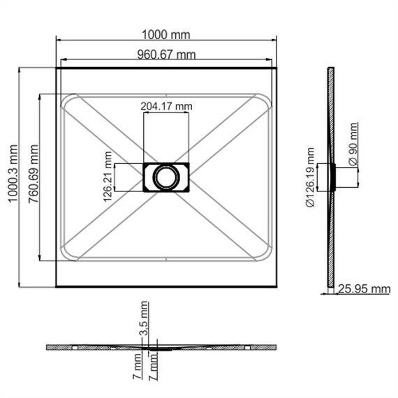 ДУШЕВОЙ ПОДДОН WASSERKRAFT ELBE 74T19 КВАДРАТ