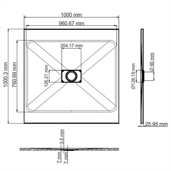 ДУШЕВОЙ ПОДДОН WASSERKRAFT ELBE 74T19 КВАДРАТ