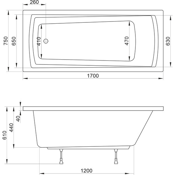ВАННА АКРИЛОВАЯ RAVAK DOMINO PLUS 170X75