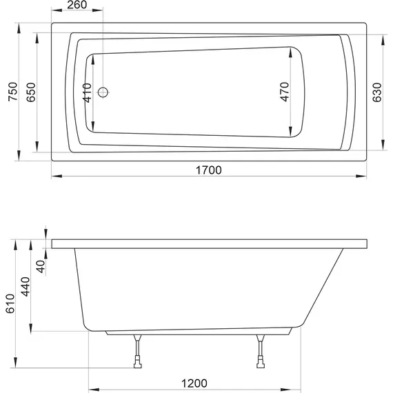 ВАННА АКРИЛОВАЯ RAVAK DOMINO PLUS 170X75