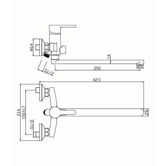 СМЕСИТЕЛЬ ДЛЯ ВАННЫ С ДЛИННЫМ ИЗЛИВОМ OLIVE'S TORRES 17221TRB