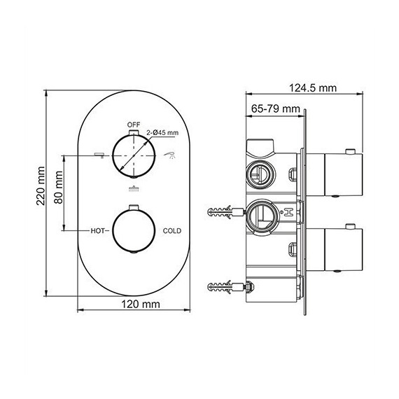 CМЕСИТЕЛЬ ДЛЯ ВАННЫ И ДУША ТЕРМОСТАТИЧЕСКИЙ WASSERKRAFT BERKEL 4844 THERMO