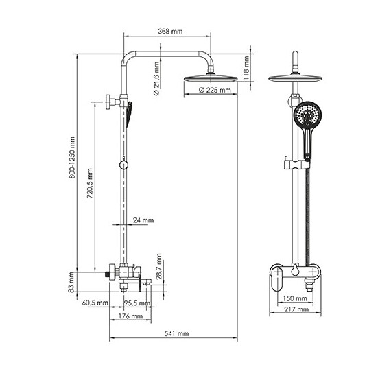 ДУШЕВОЙ КОМПЛЕКТ СО СМЕСИТЕЛЕМ WASSERKRAFT