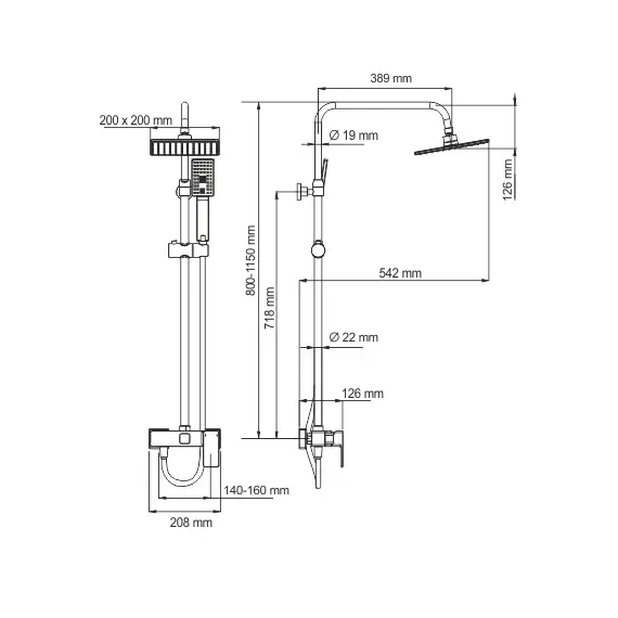 ДУШЕВОЙ КОМПЛЕКТ СО СМЕСИТЕЛЕМ WASSERKRAFT A17702