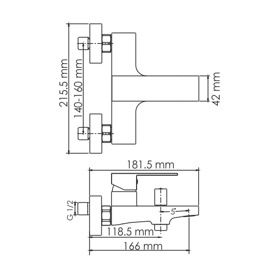 СМЕСИТЕЛЬ ДЛЯ ВАННЫ С КОРОТКИМ ИЗЛИВОМ WASSERKRAFT ABENS 2001