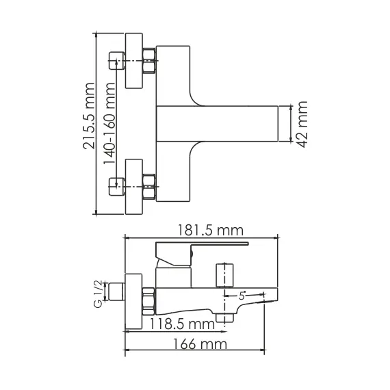 СМЕСИТЕЛЬ ДЛЯ ВАННЫ С КОРОТКИМ ИЗЛИВОМ WASSERKRAFT ABENS 2001
