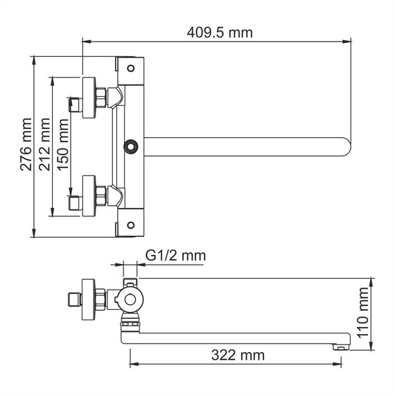 СМЕСИТЕЛЬ ДЛЯ ВАННЫ С ДЛИННЫМ ИЗЛИВОМ ТЕРМОСТАТИЧЕСКИЙ WASSERKRAFT BERKEL 4822L THERMO
