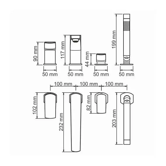 СМЕСИТЕЛЬ НА БОРТ ВАННЫ 4 ОТВЕРСТИЯ WASSERKRAFT SALM 2755