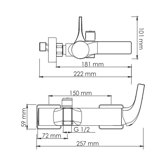 СМЕСИТЕЛЬ ДЛЯ ВАННЫ С КОРОТКИМ ИЗЛИВОМ WASSERKRAFT SAUER 7101