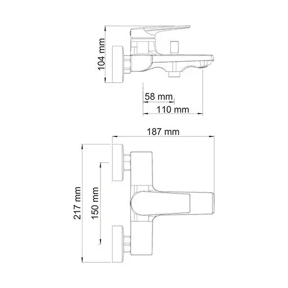 СМЕСИТЕЛЬ ДЛЯ ВАННЫ С КОРОТКИМ ИЗЛИВОМ WASSERKRAFT LOPAU 3201