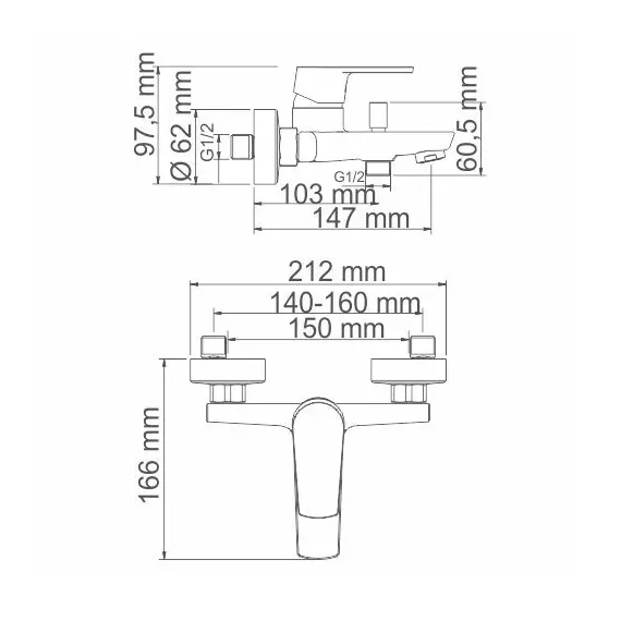 СМЕСИТЕЛЬ ДЛЯ ВАННЫ С КОРОТКИМ ИЗЛИВОМ WASSERKRAFT DILL 6101