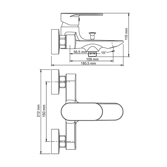 СМЕСИТЕЛЬ ДЛЯ ВАННЫ С КОРОТКИМ ИЗЛИВОМ WASSERKRAFT ELBE 7401