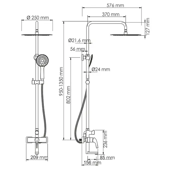 ДУШЕВОЙ КОМПЛЕКТ СО СМЕСИТЕЛЕМ WASSERKRAFT A17101