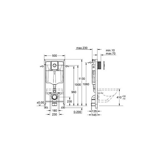 ИНСТАЛЛЯЦИЯ ДЛЯ УНИТАЗА GROHE RAPID SL 4V1 38813001, КЛАВИША СМЫВА ХРОМ