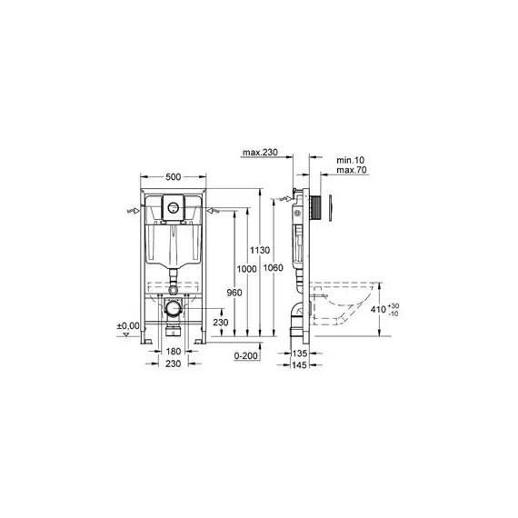 ИНСТАЛЛЯЦИЯ ДЛЯ УНИТАЗА GROHE RAPID SL 4V1 38813001, КЛАВИША СМЫВА ХРОМ
