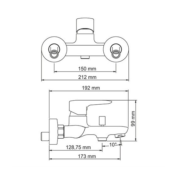 СМЕСИТЕЛЬ ДЛЯ ВАННЫ С КОРОТКИМ ИЗЛИВОМ WASSERKRAFT VILS 5601