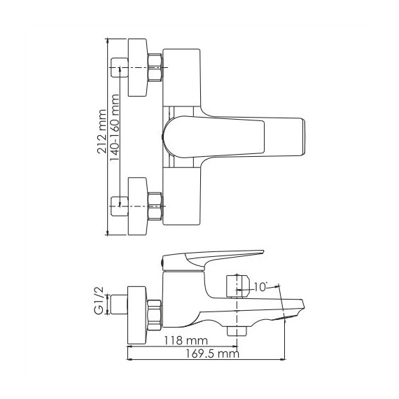 СМЕСИТЕЛЬ ДЛЯ ВАННЫ С КОРОТКИМ ИЗЛИВОМ WASSERKRAFT GLAN 6601