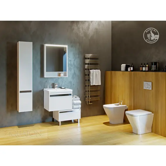 ТУМБА С РАКОВИНОЙ AQUATON КАПРИ 60 БЕЛЫЙ ГЛЯНЕЦ