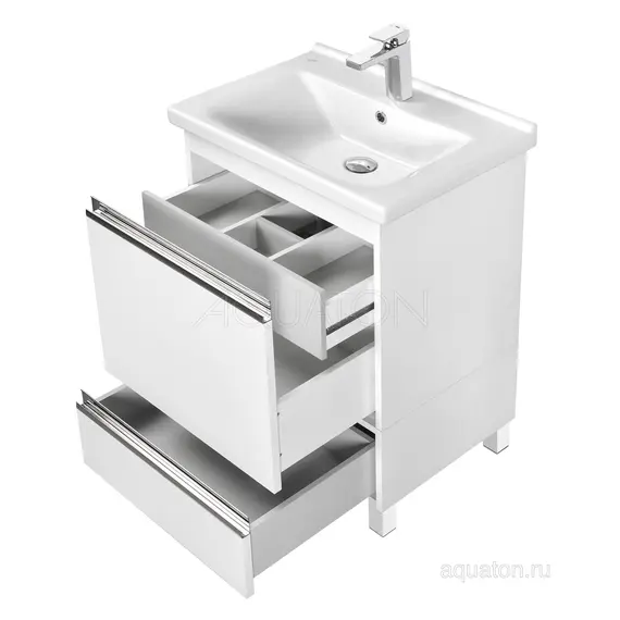 ТУМБА С РАКОВИНОЙ AQUATON КАПРИ 60 БЕЛЫЙ ГЛЯНЕЦ