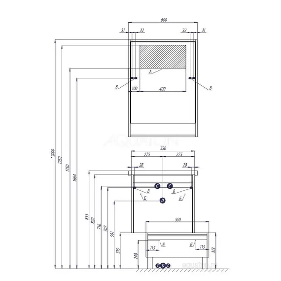 ТУМБА С РАКОВИНОЙ AQUATON КАПРИ 60 БЕЛЫЙ ГЛЯНЕЦ