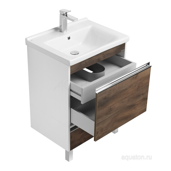 ТУМБА С РАКОВИНОЙ AQUATON КАПРИ 60 ТАКСОНИЯ ТЕМНАЯ